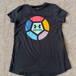 Under Armour Kids Soccer Tee - Black with Multicolor Graphic